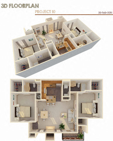 Floor plan for 2 beds, 2 baths, 1050 sqft
